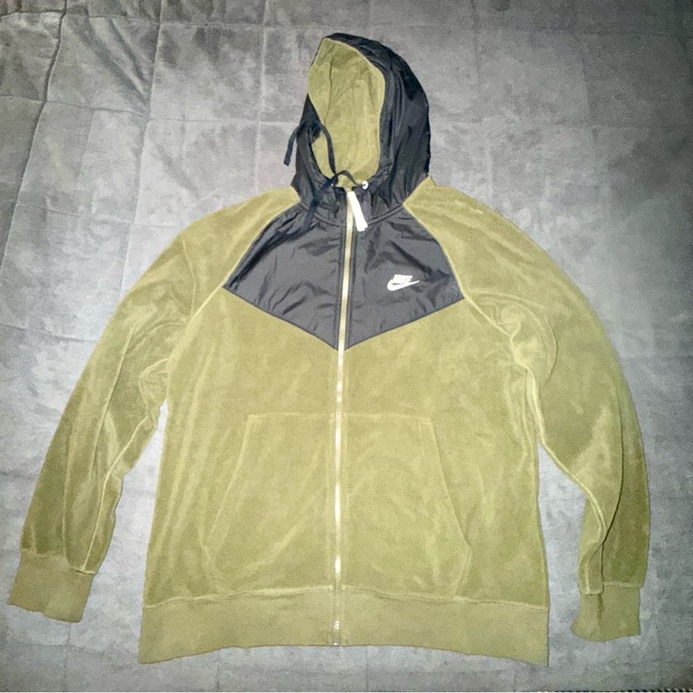 Nike Two-Tone Olive and Black Fleece Hoodie Jacket